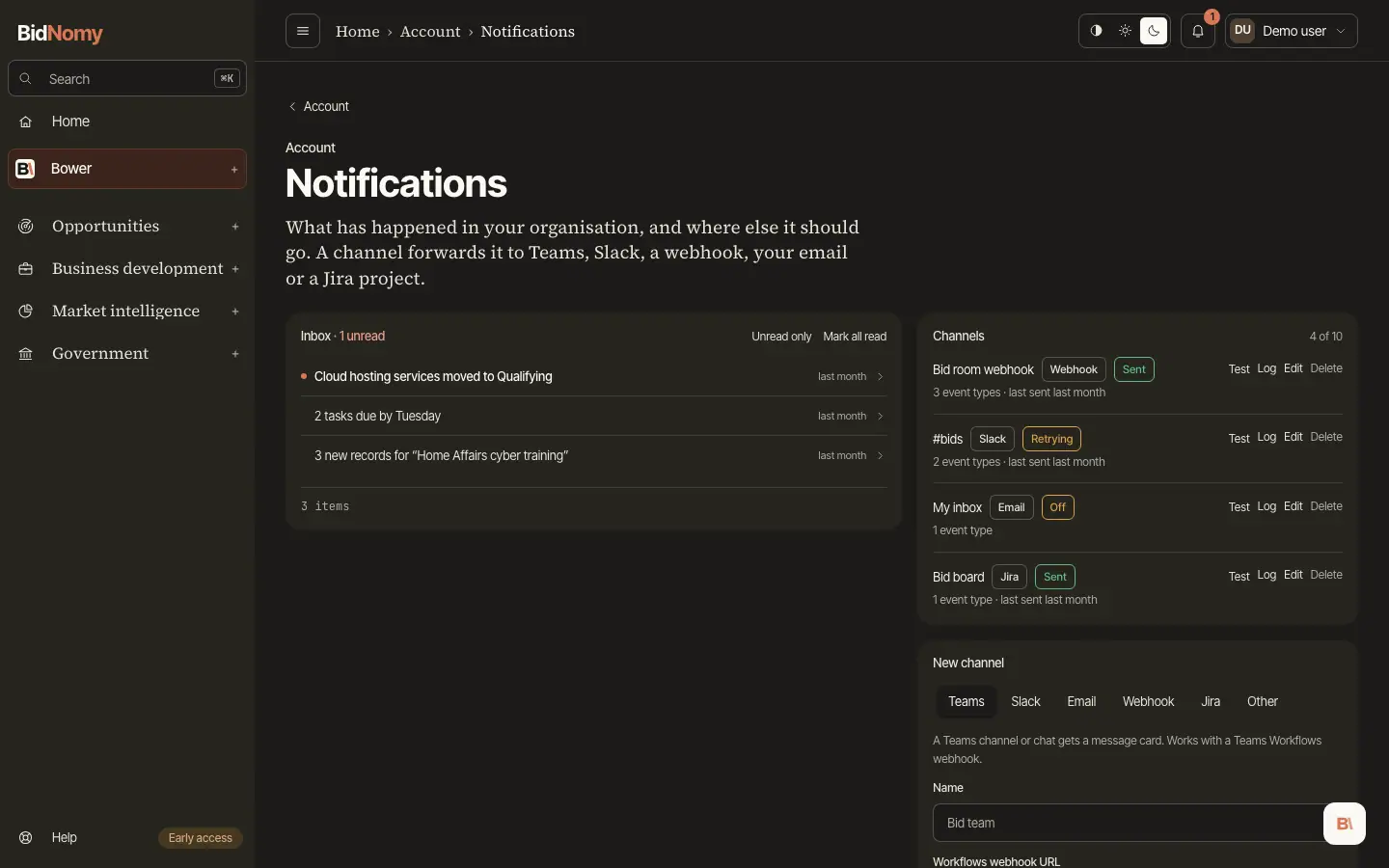 The Notifications page in the app.