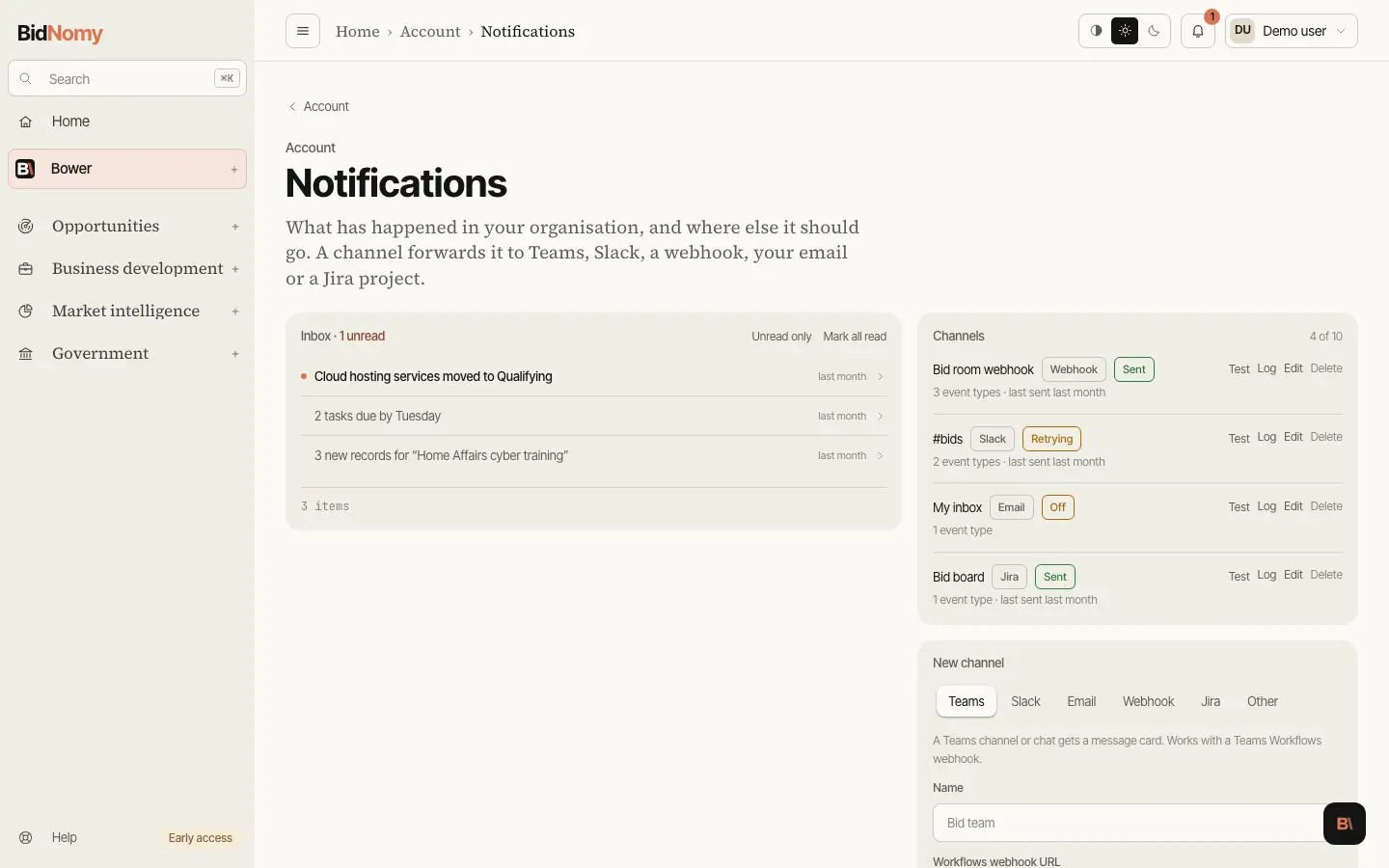 The Notifications page in the app.