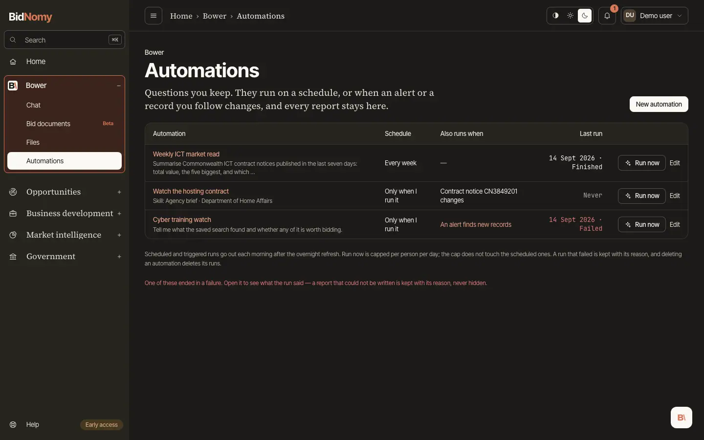 The Automations page in the app.
