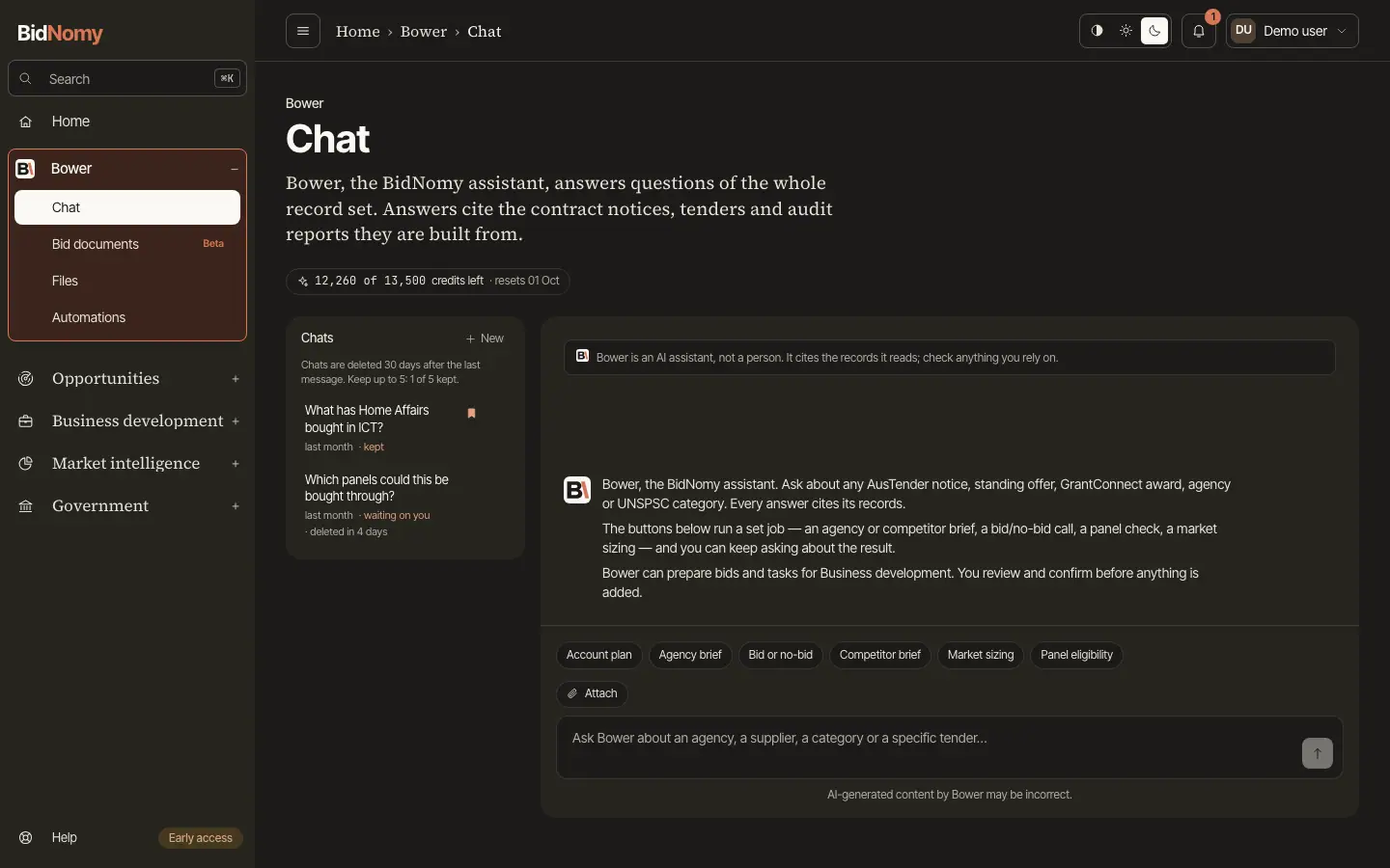 The Chat page in the app.