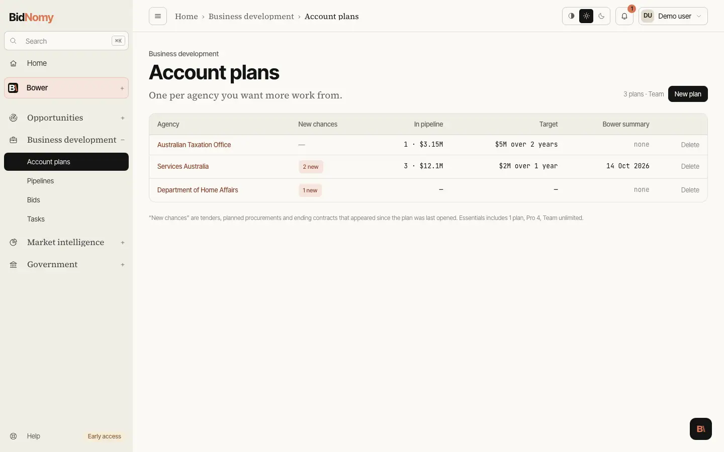 The Account plans page in the app.